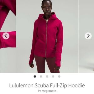 Lululemon Athletica pomegranate Full  Zip-Up Scuba - EUC